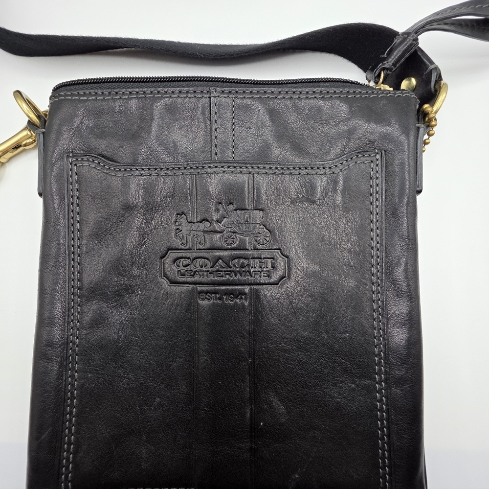 Vintage Coach Crossbody Bag Black Leather - Picture 5 of 16